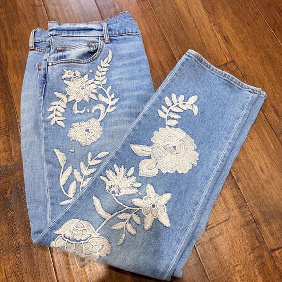 Johnny Was Denim - Johnny Was The Boyfriend Jean Malika Embroidered Denim Womens 33 Blue